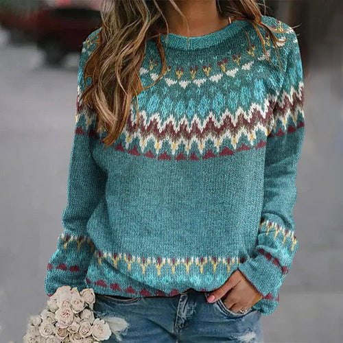 Shania | Sweter retro z falistym wzorem